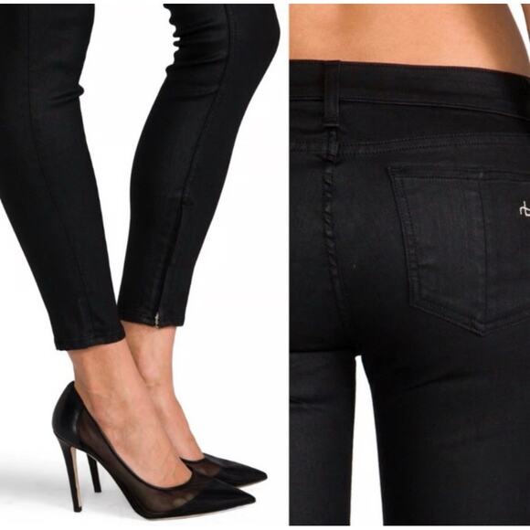 Rag & Bone Women’s Skinny Jeans Zipper Capri Moto Black Size 26 - Picture 11 of 16